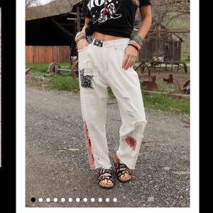 Stylish White Patchwork Women's Jeans